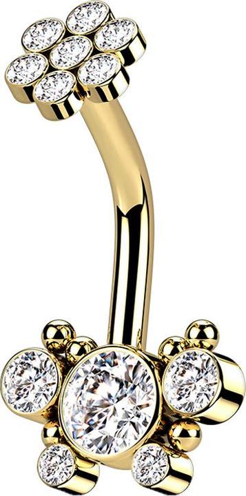Immagine prodotto Star Piercing Fiore e farfalla in cristallo con filo interno placcato oro Banana (senza ottone, Acciaio chirurgico 316L)