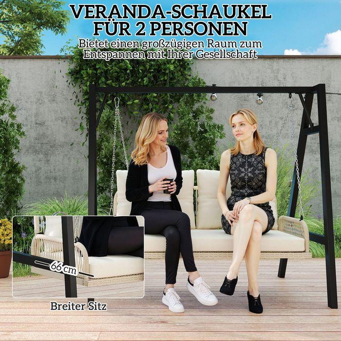 Actual product image Swisshandel24 2-Sitzer Hollywoodschaukel Rattan, bis 240 kg, 115x66x44 cm Beige