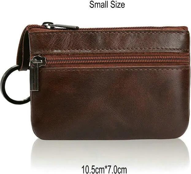 Only-Bags.Store Vintage Crazy Horse Leder Münze Geldbörse Echtes Leder Reissverschluss Münze Brieftasche Retro Key