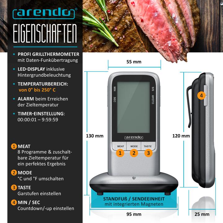 Image du produit Arendo Thermomètre à barbecue