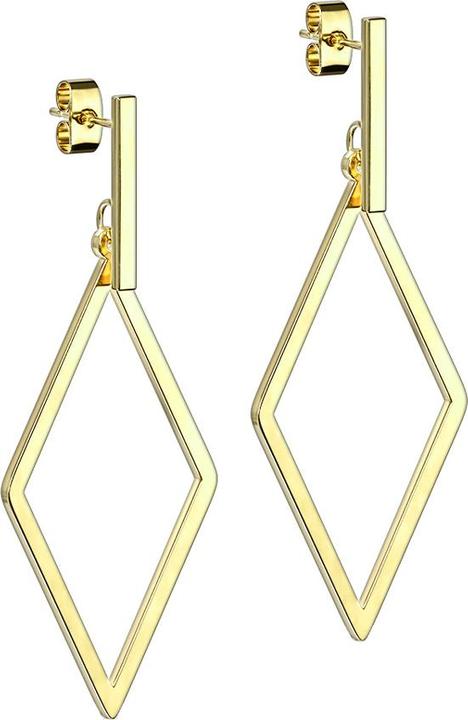 Produktbild Star Piercing Ohrstecker vergoldet Balken Anhänger Diamant (ohne Messing, Chirurgenstahl 316L)
