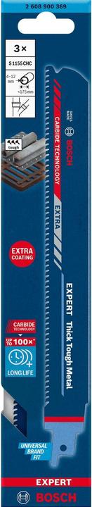 Productafbeelding Bosch Professional Zubehör EXPERT Dik Stevig Metaal S 1155 CHC reciprozaagblad 3 stuks voor reciprozagen
