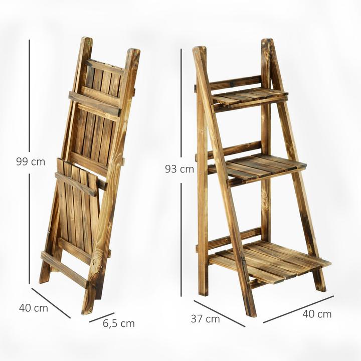 Actual product image Outsunny Plant staircase Flower staircase Plant shelf 3 steps Fir wood Dark brown 40 x 37 x 93 cm