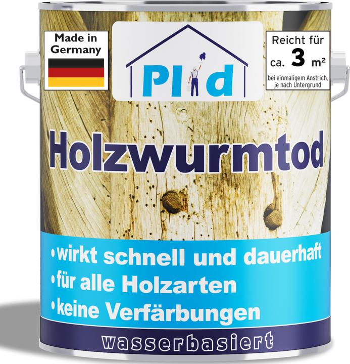 Produktbild Plid Holzwurmtod 0,75l - für ca. 3m² / Holzschutz Holzwurmbekämpfung Holzwurmmittel (Farblos, 0.75 l)
