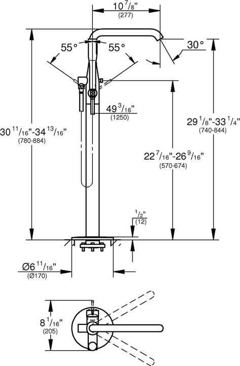 Produktbild Grohe Essence Einhand-Wannenbatterie mit Bodenmontage
