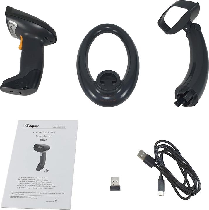 Actual product image equip Barcode handheld scanner 2D laser with holder 2.4GHz bw (2D barcodes, 1D barcodes, QR Code)