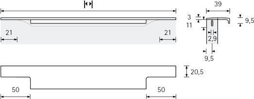 Produktbild Hettich Griffleiste Lamezia Aluminium eloxiert L 345