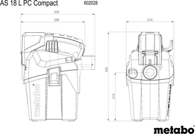 Actual product image Metabo AS 18 L PC Compact cordless vacuum cleaner 18 V 6 l IPX4 dust class L wet and dry + 2x rechargeable (Wet dry vacuum cleaner)