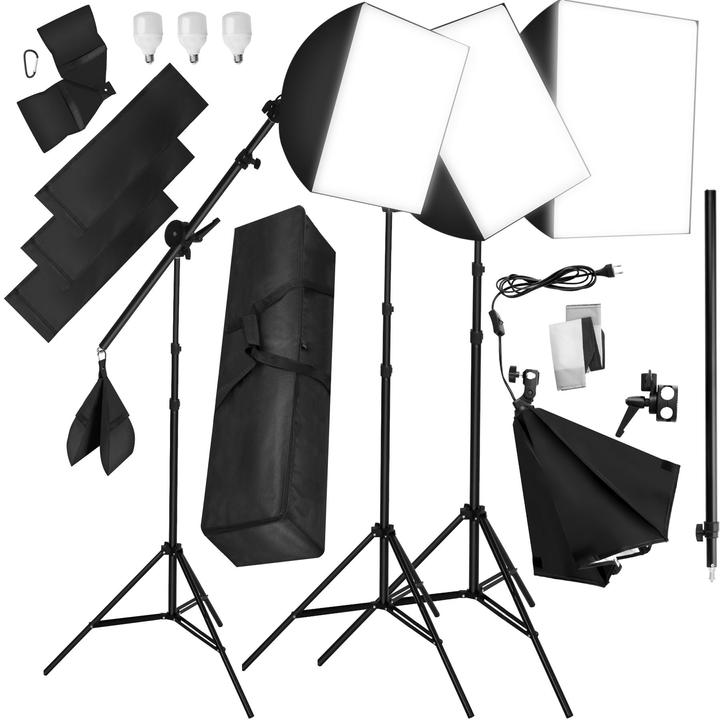 Produktbild tectake 3 Studioleuchten mit Softbox, Stativ und Tasche (Studioleuchte)