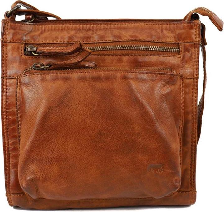 Bear Rock Bären Design Medium Crossbodybag / Umhängetasche Damen - Leder - Davita - Cognac