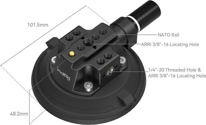 Actual product image SmallRig 4" Suction Cup Camera Mounting Support for Vehicle Shooting 4122B