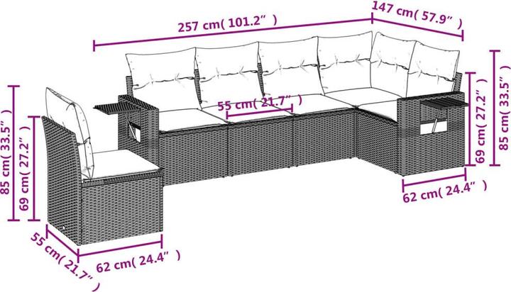 Actual product image VidaXL Garden furniture Sofa set Garden set 7-piece garden set Brown
