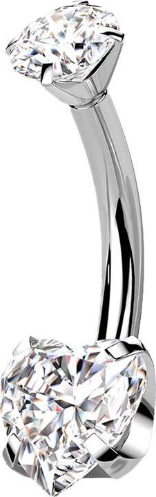 Hollywood Body Jewelry Banane silber mit Kristall und Kristallherz silber (ohne Messing, Titan G23)