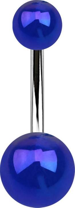 Actual product image Star Piercing Banana silver with two balls metal coated dark blue (without brass, Surgical steel 316L, Acrylic)