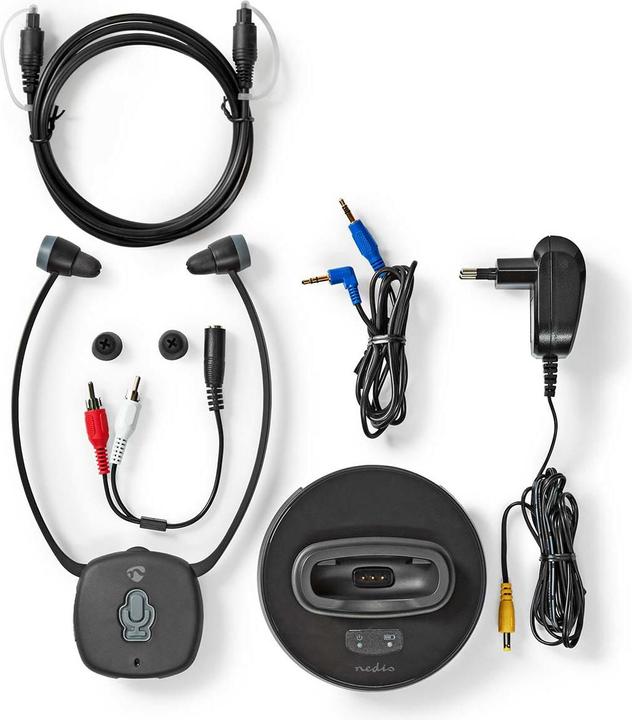 Produktbild Nedis HPRF021BK Wireless-TV-Kopfhörer RF Im Ohr max. Batteriespielzeit: 7 hrs 25 m Digital Audio La (7 h, Kabelgebunden)