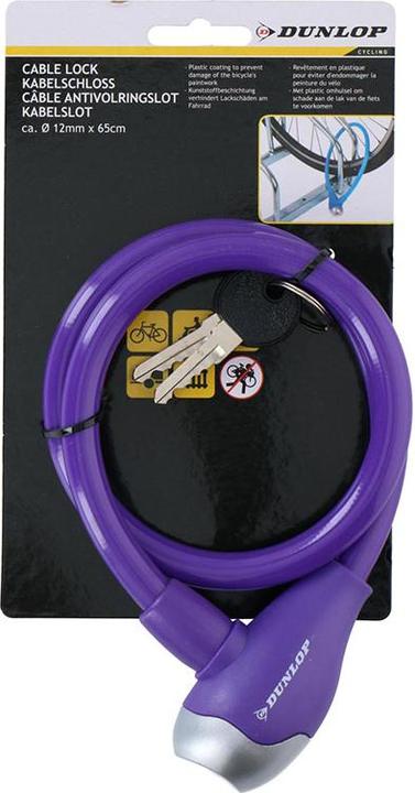 Actual product image Dunlop - Spiral-Fahrradschloss mit Schlüssel 65 cm (Lila)