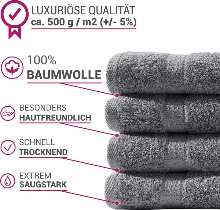 Image du produit Casativo Set de serviettes 12 pièces anthracite (50 x 30 cm, 150 x 100 cm, 100 x 50 cm)