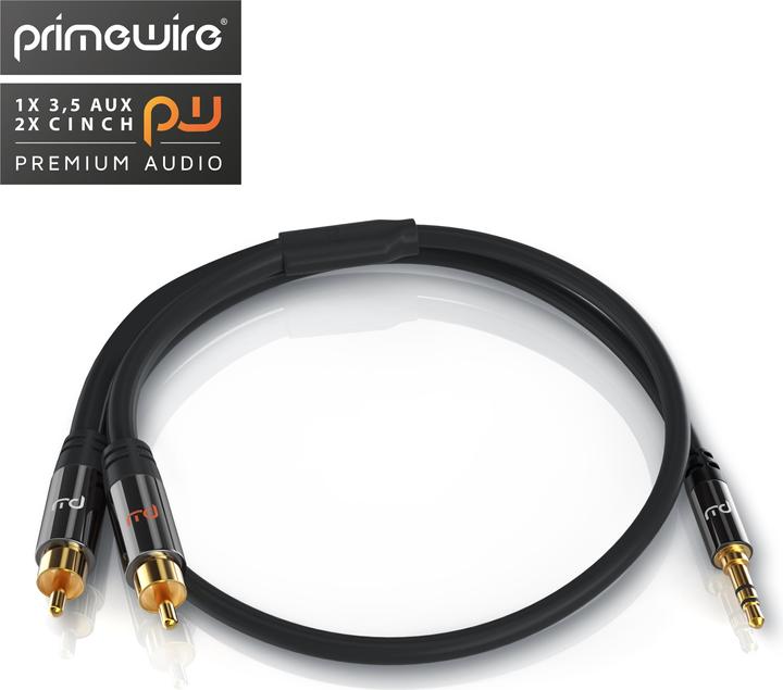 Actual product image Primewire Cinch to 3.5mm jack audio cable, cinch cable, RCA, AUX, stereo HiFi adapter multiple shielded (2 m, 3.5mm jack (AUX), Cinch)