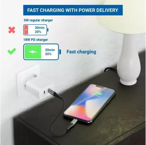 Immagine prodotto deleyCON Cavo USB 2.0 USB C - Lightning 0,15 m (0.15 m, USB 2.0)