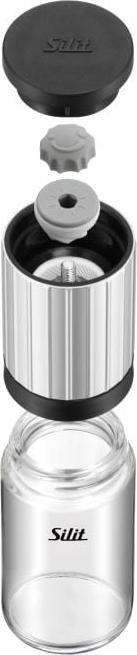 Produktbild Silit Salzmühle Pfeffermühle 13,5cm Keramikmahlwerk Piccante Glasbehälter (Pfeffer, Salz)