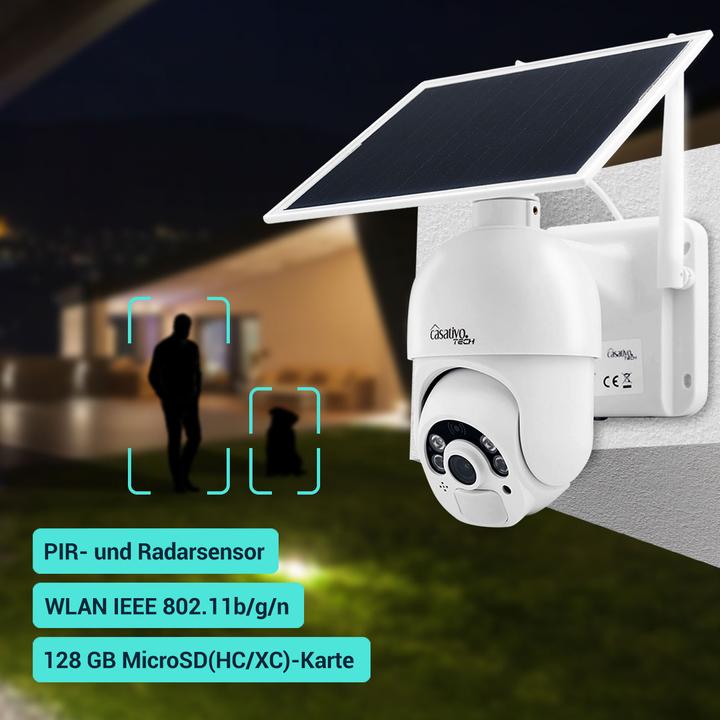 Actual product image Casativo Pan-tilt surveillance camera with full HD, rechargeable battery & solar panel, IP66, set of 2 (1920 x 1080 Pixels)