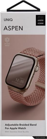 Produktbild Uniq pasek Aspen Apple Watch 44424549 mm Series 45678SESE2Ultra Braided rozowygr (45 mm, 44 mm, 42 mm, 49 mm, Textil)