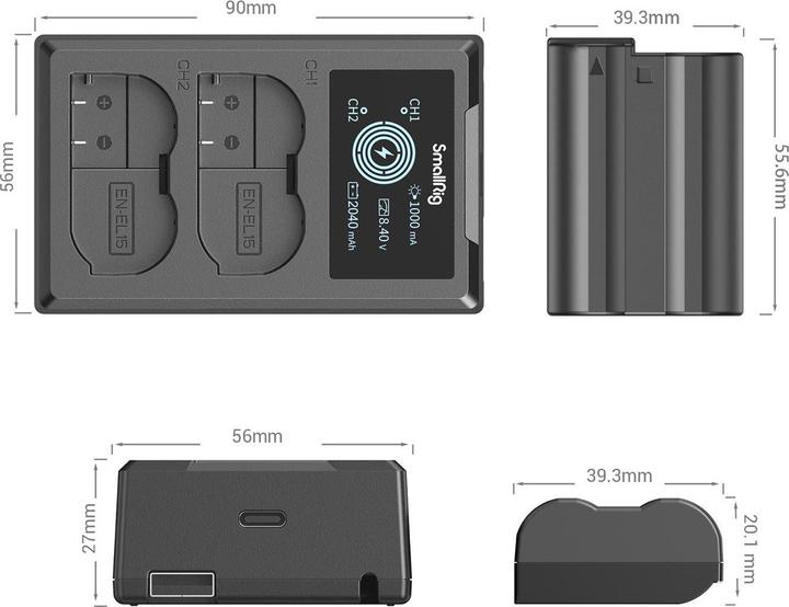 Actual product image SmallRig EN-EL15 battery and charger kit (Rechargeable battery)