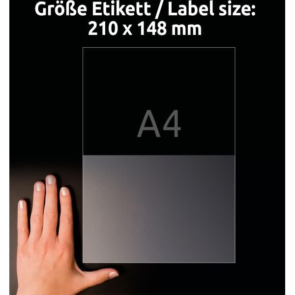 Actual product image Avery AVZ L8012-10 Antimicrobial labels 210x148mm transparent