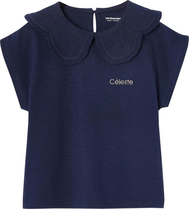 Vertbaudet Mädchen T-Shirt mit besticktem Kragen