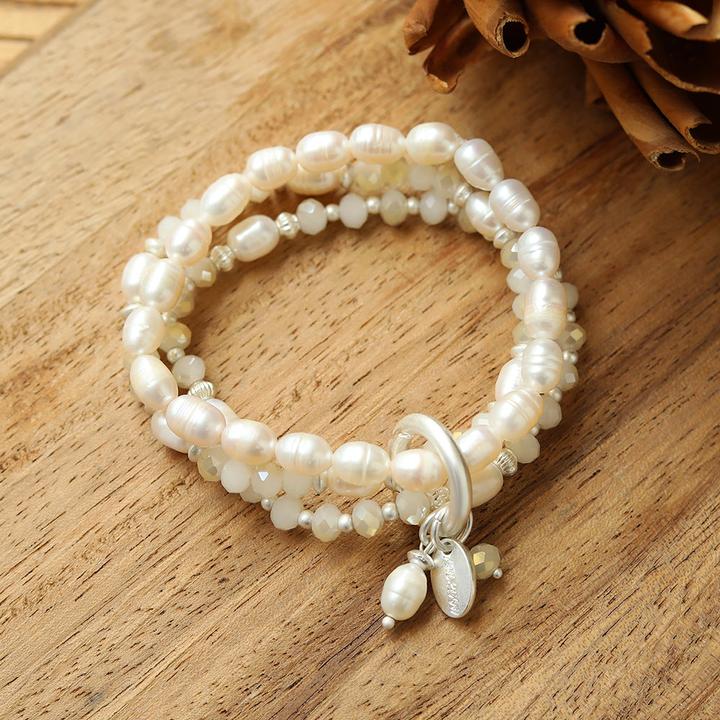 Produktbild Andreani Armband mit Anhänger aus echten Süsswasserperlen (8 cm, Steine)