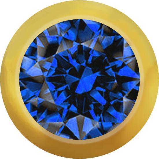 Star Piercing Micro Kugel vergoldet mit Kristall dunkelblau (Chirurgenstahl 316L, ohne Messing)