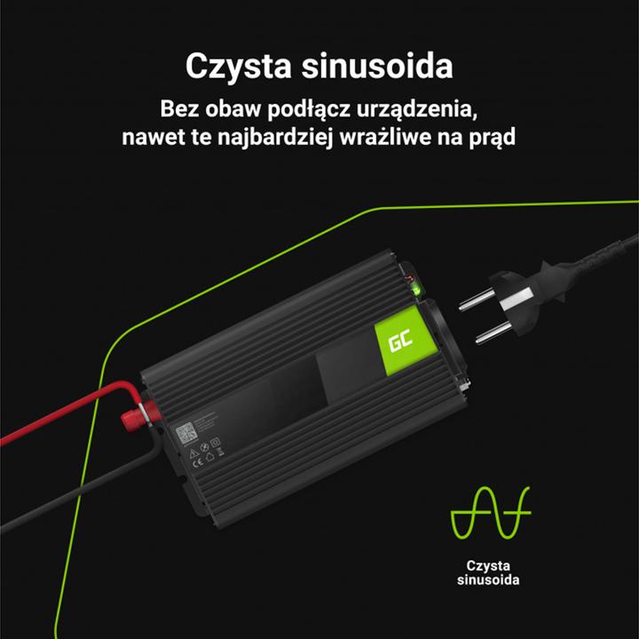 Produktbild GreenCell Voltage Car Inverter 24V to 230V 1000W Full Sine Wave