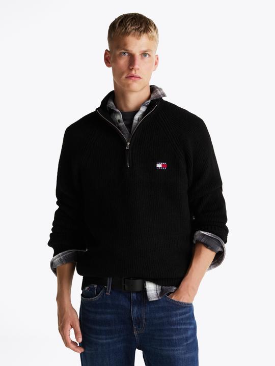 Actual product image Tommy Hilfiger Tommy Jeans Regular Trui met 1/4 zip Heren - Zwart - Maat L (L)