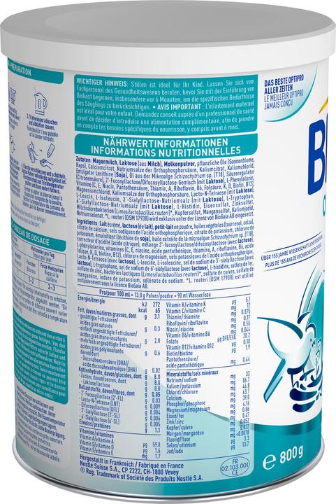Valeurs nutritives et ingrédients Beba Optipro 3 (800 g, à partir de 8 M.)