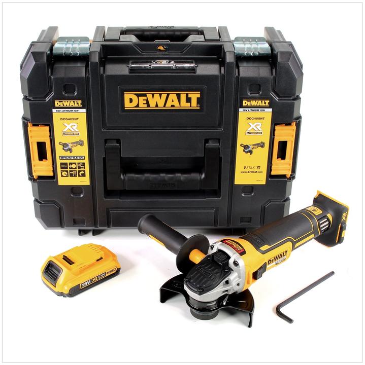 Immagine prodotto DeWalt DCG 405 18 V 125 mm Smerigliatrice a batteria Brushless in valigetta TStak + 1x Batteria 2,0 (125 mm)