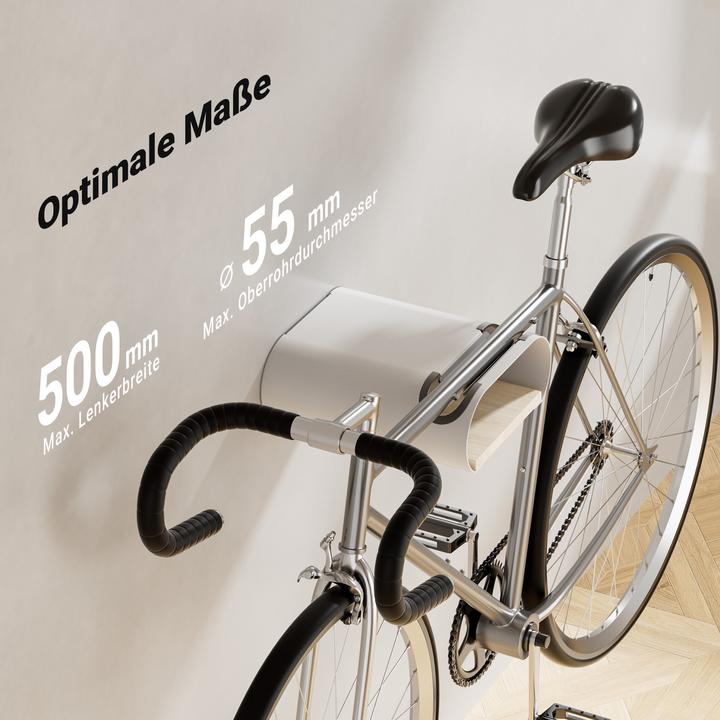 Immagine prodotto Wiltec Supporto da parete per biciclette bianco 39,8x16,7x32,6-42,6cm 25kg Supporto per biciclette