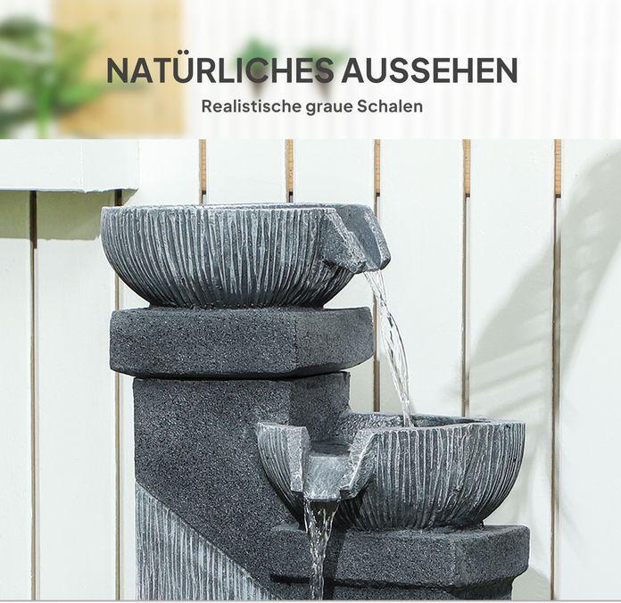 Actual product image Swisshandel24 Springbrunnen Kunstharz mit LED Beleuchtung Pumpe Steinoptik 38x36x85 cm Grau