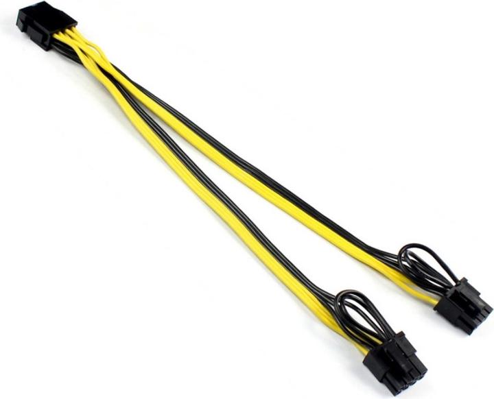 PowerGuard PCI-E 6-Pin zu 2x 8-Pin (6+2 Pin) Grafikkarten Stromkabel 30cm