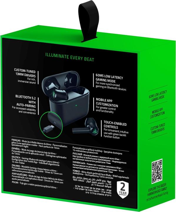 Immagine prodotto Razer Hammerhead X (6 h, Senza fili)