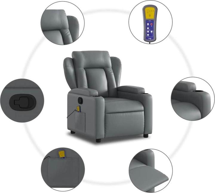 Produktbild VidaXL Massagesessel Grau Kunstleder,Farbe: Grau,Material
