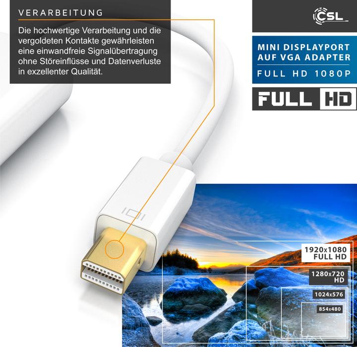 Actual product image CSL Mini DisplayPort to VGA Video Adapter, Full HD MiniDP Male to VGA Female Adapter Cable (VGA)