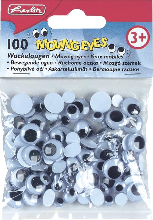 Actual product image Herlitz Wiggle eyes, movable pupil, assorted sizes: 33 x 7 mm round, 33 x 12 mm round