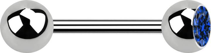 Image du produit Star Piercing Barbell argent avec boule et cristal boule bleu foncé (Titane G23, sans laiton)