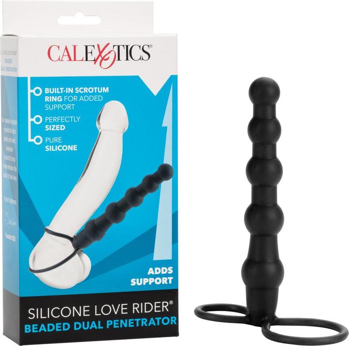 CalExotics Love Rider Silicone Beaded Dual Penetrator Strap On