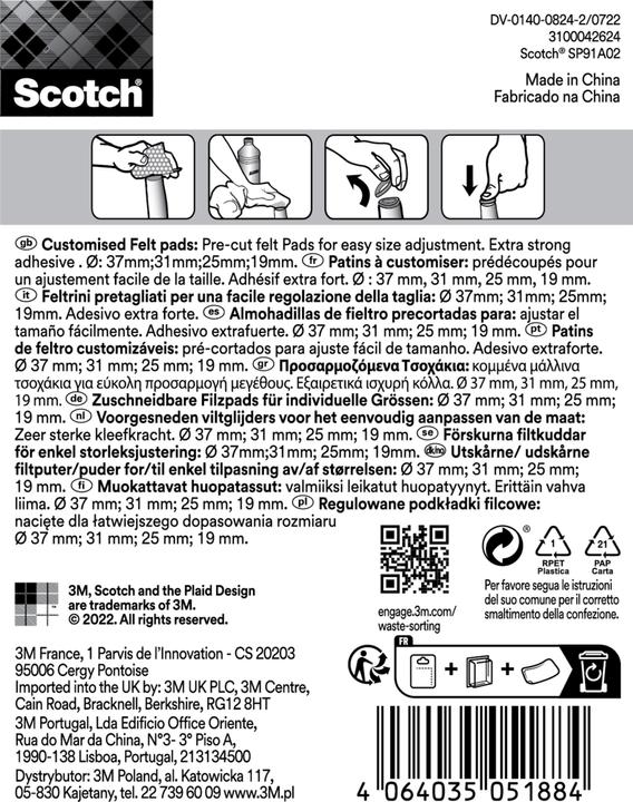 Image du produit Scotch Échelle de pieds de chaise (Planeurs en feutre, 4 pièce(s))