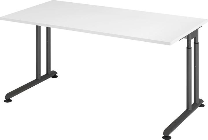 Image du produit Escritorio Bureau pied C 160x80cm blanc/graphite (160 x 80 cm)
