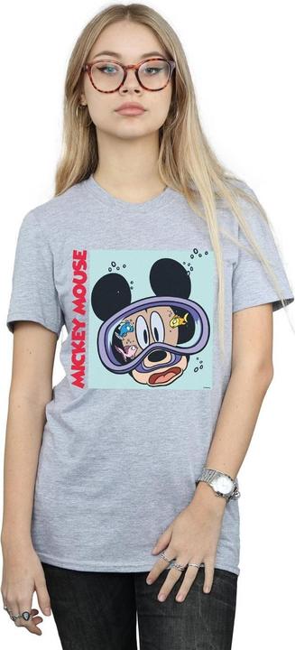 Actual product image Disney Womens/Ladies Mickey Mouse Under Water Cotton Boyfriend T-Shirt (L)