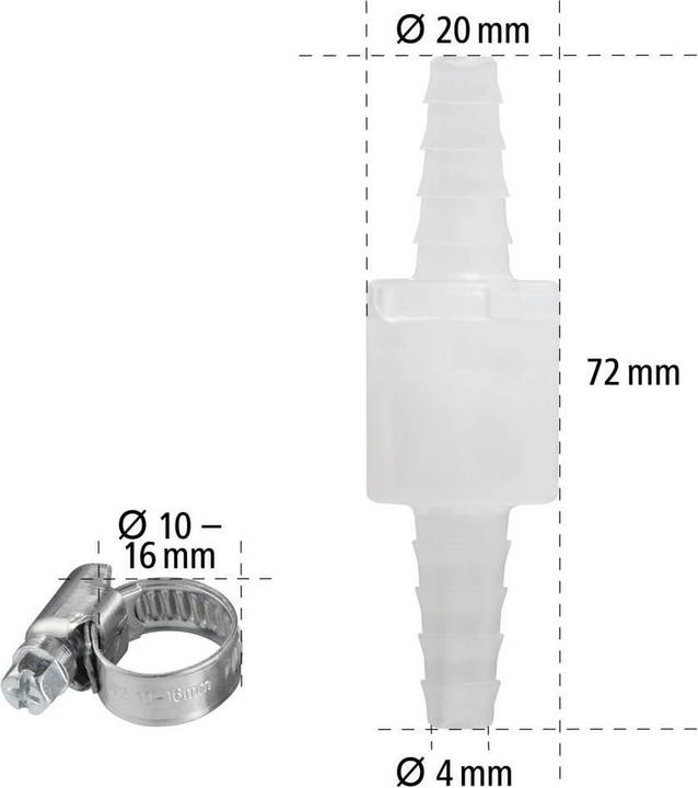 Actual product image Xavax Check valve, with 2 hose clamps, for max. Ø 10 mm