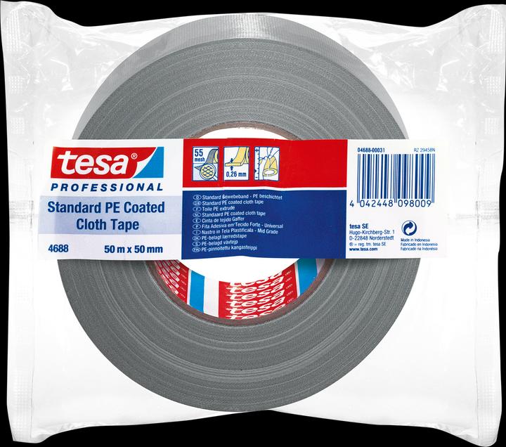 Productafbeelding tesa Fabric tape® Standaard 4688 zilver mat Lengte 50 m Breedte 50 mm (50 mm)