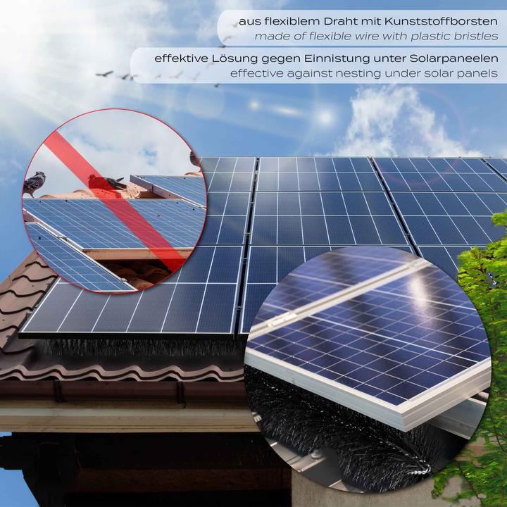 Actual product image Wiltec Nesting Protection Brush 120cm Ø 8cm Pack of 20 for Solar System Effective Flexible Anti-nest